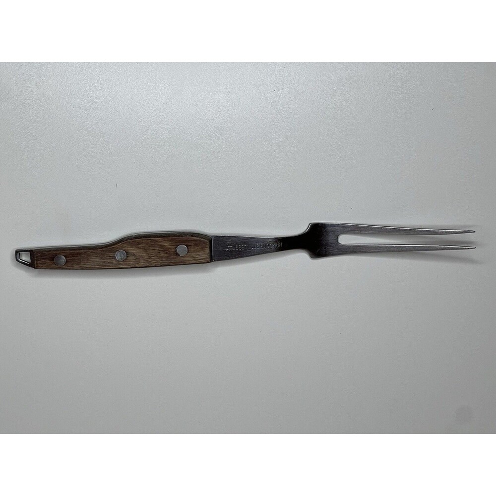 Haysons Stainless Vintage MCM Carving Fork Wooden Handle